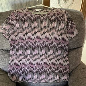 Dress Barn Short-Sleeve Chevron Print Blouse in Purple and Black